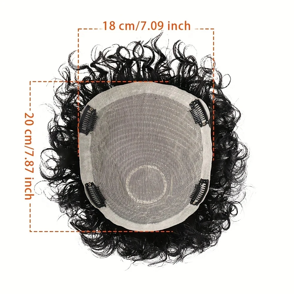 Parrucca per capelli umani ricci da uomo da 4 pollici Capelli afro crespi naturali Traspirante Leggero Stile sportivo per coprire macchie calve - immagine 2