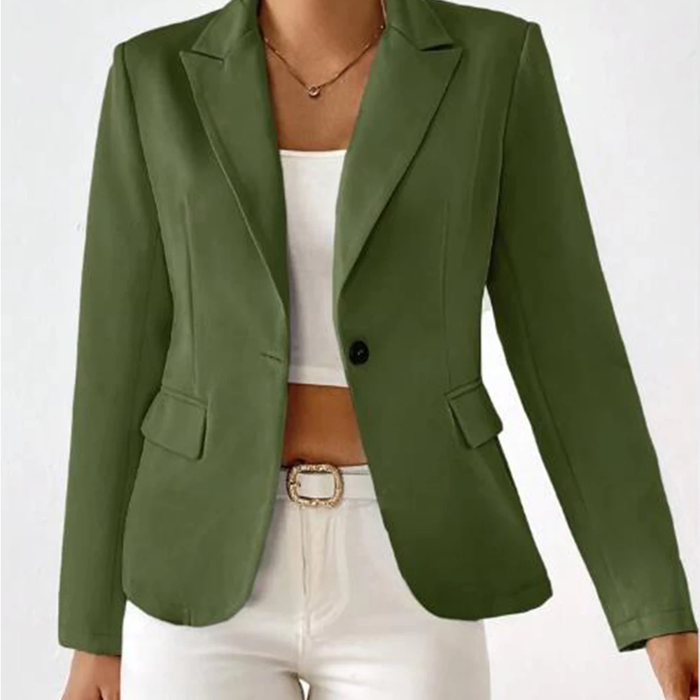Women's Slim Fit Blazer Single Button Fashionable Design Comfortable Commuting Business Work Wear Autumn Women Clothes Coat