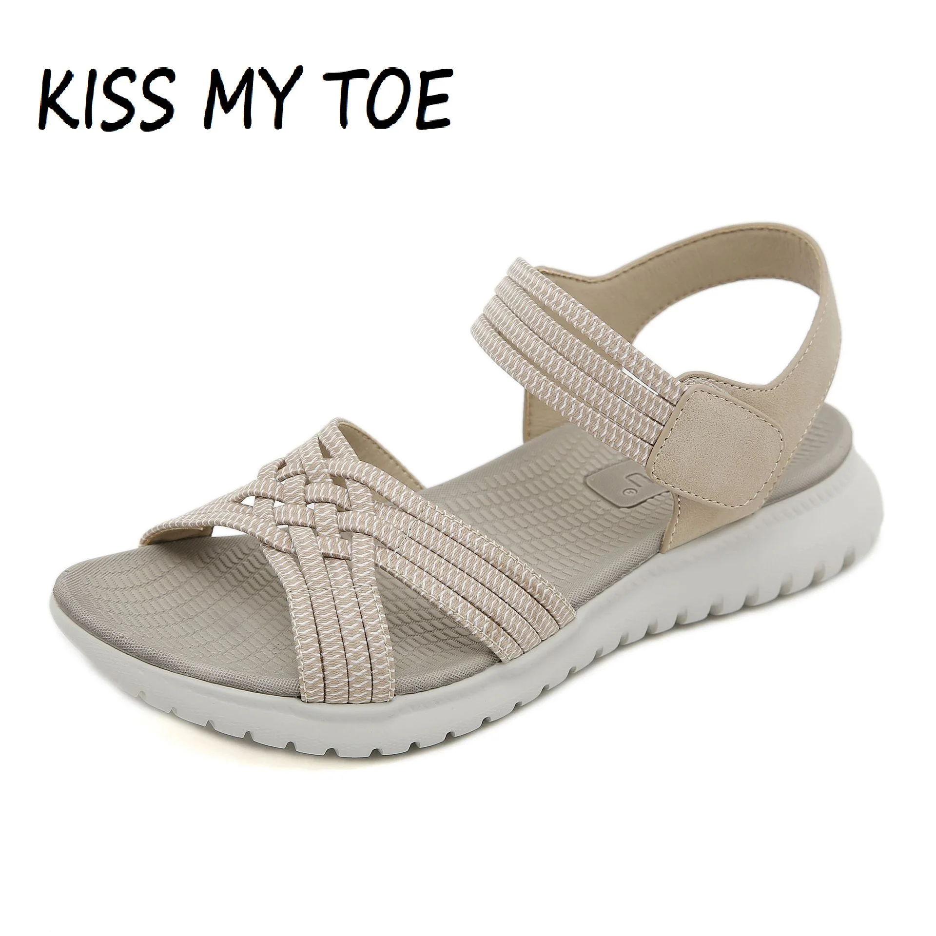 

Women's Sandals Summer 2024 Casual Non-Slip PU Light Comfort Elastic Soft MD 4cm Platform Wedges High Heels Beach Shoes Woman