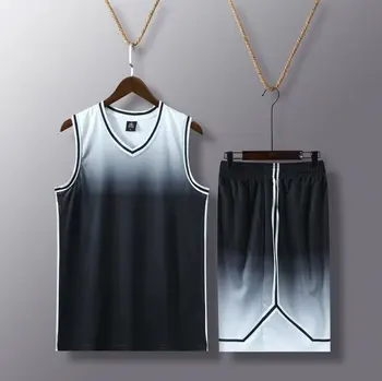 Men's Gradient Basketball Jersey and Shorts Set – Breathable Training Uniform