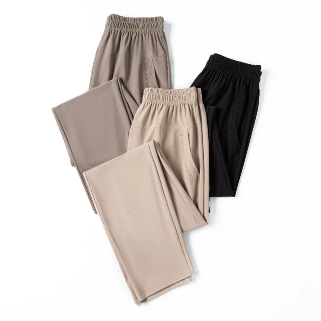Pantalon femme d'âge moyen grande taille été mince taille haute élastique pantalon droit ample femme pantalon décontracté 6XL 7XL 8XL 1