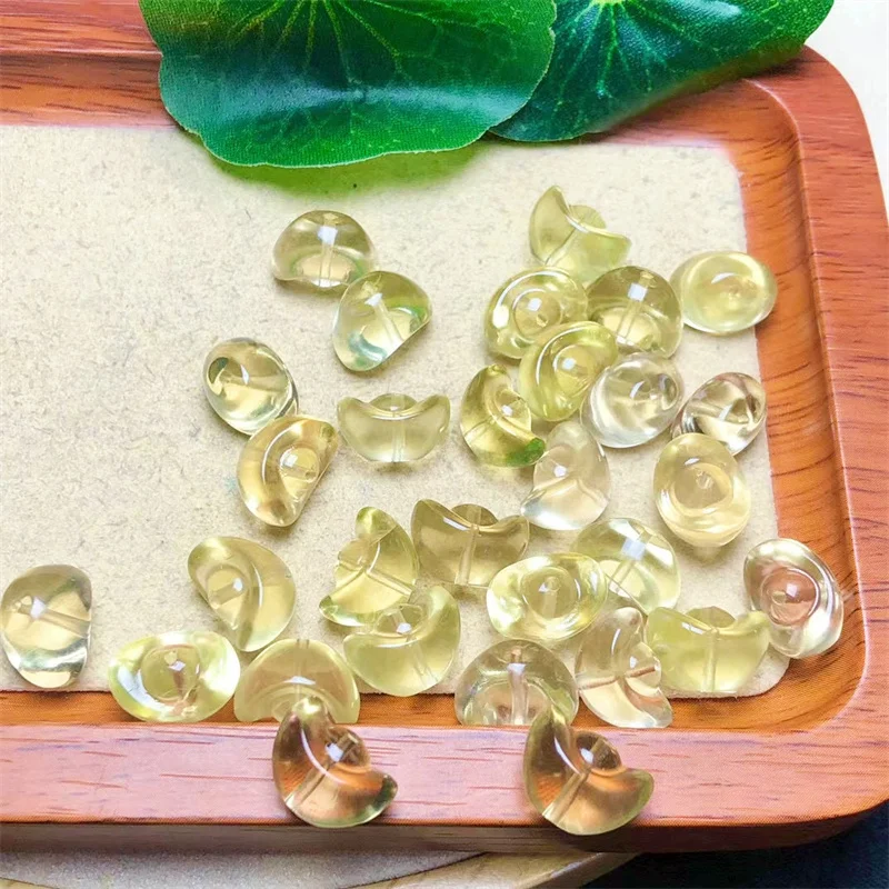 

10PCS Natural Citrine Ingot Carving Pendant Jewelry Making For Bracelet Reiki Healing Stone DIY Accessories 12MM