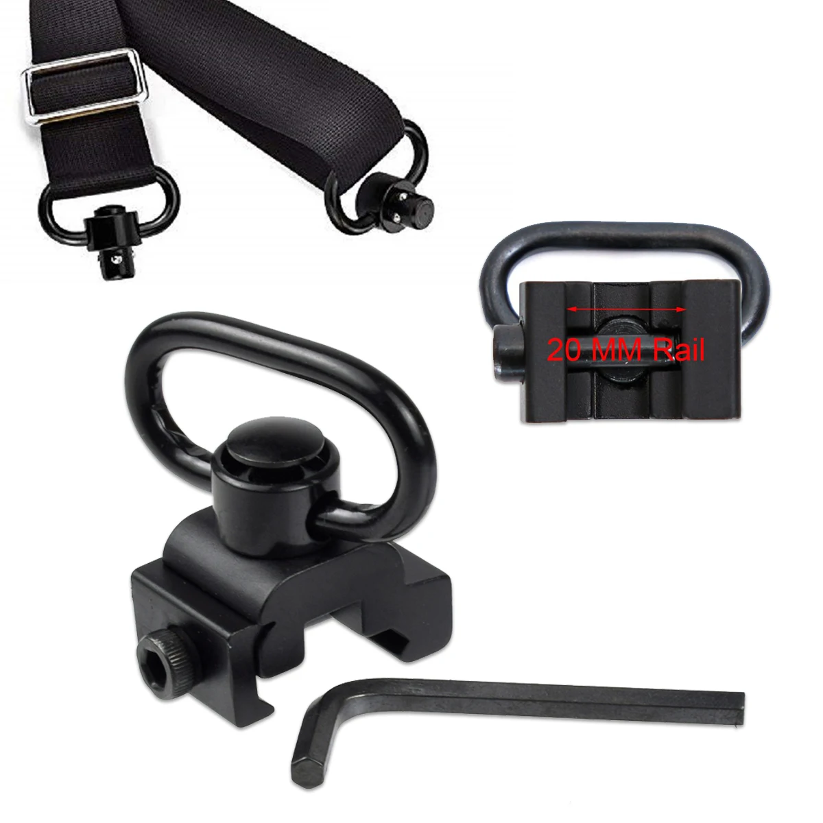 

Sling Swivel Stud Mount Adapter For 20mm Picatinny Rail Quick Detach Release QD Buckle Steel Push Button Hunting Gun Accessories
