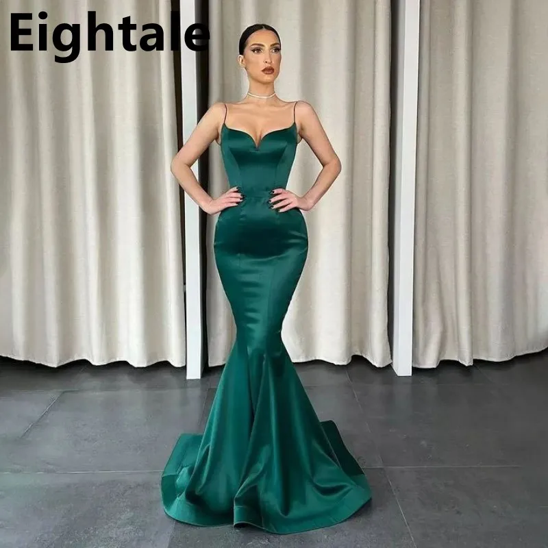 

Eightale Green Mermaid Spaghetti Straps Evening Dress Formal Prom Party Gown Celebrity Dress Vestidos de gala