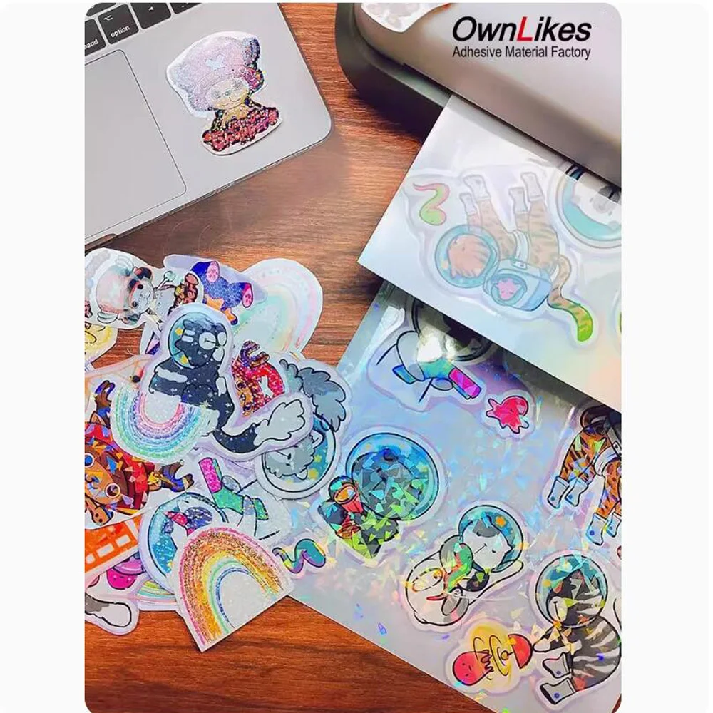 Lamination Film 25 Sheets Bopp Transparent Self-adhesive A4 210x297mm Holographic Laser Laminating Film Manual DIY Waterproof Photo