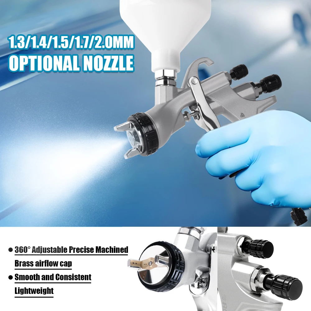 RONGPENG 전문 LVLP 스프레이건 R830 자동차 마감 도장, 깍지 600cc 컵 중력 스프레이건 에어브러시, 1.3mm, 1.4mm, 1.5mm, 1.7mm, 2.0mm