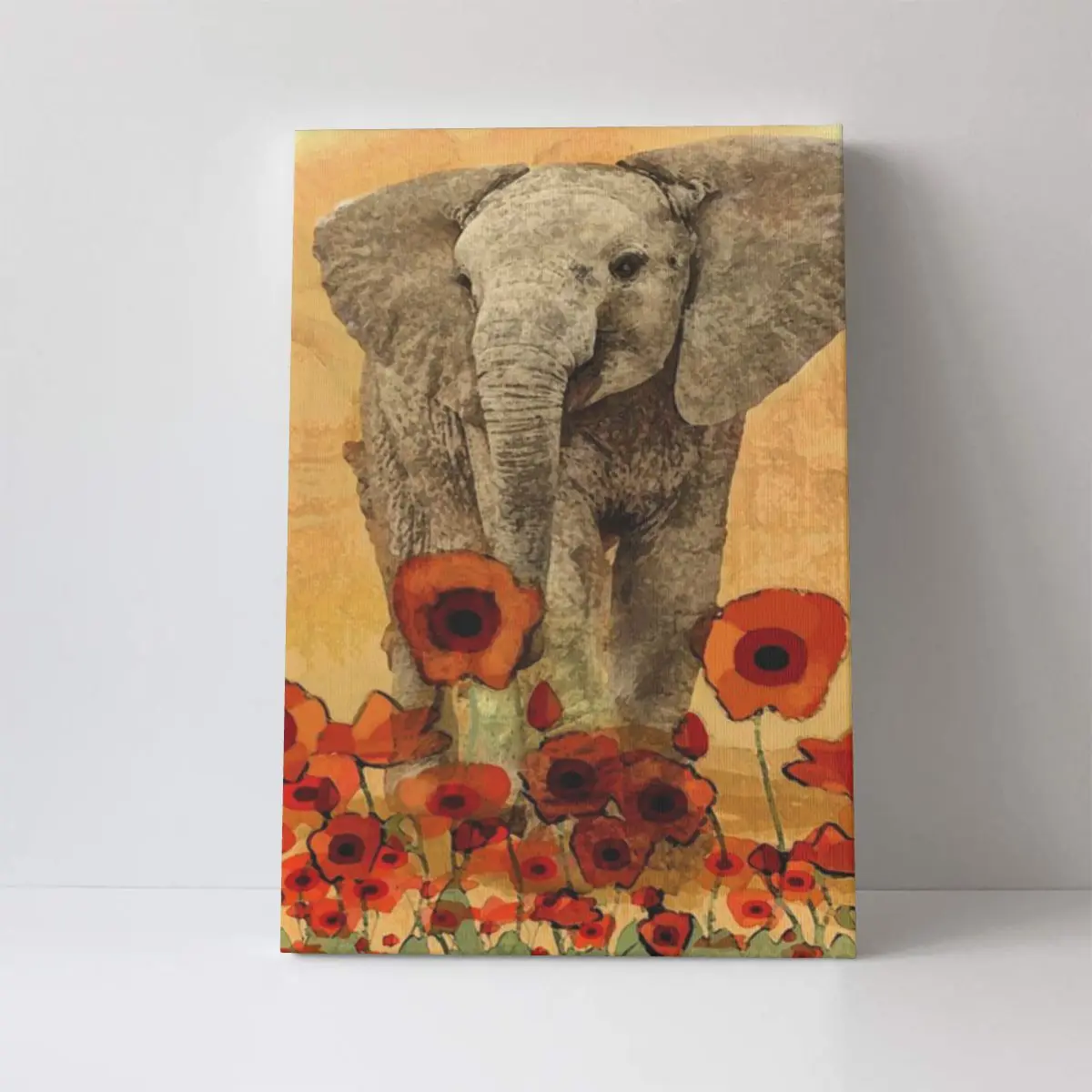 Elephant In The Poppies Regalo Per La Casa Un Dipinto Decorativo