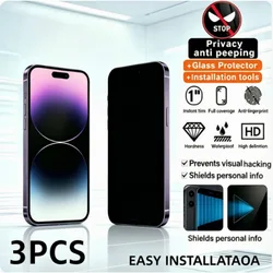 Premium Privacy Full - Cover Screen Protectors - 2 - 3 Pack Anti - Spy Protective Glass - iPhone 12 Mini (Black)