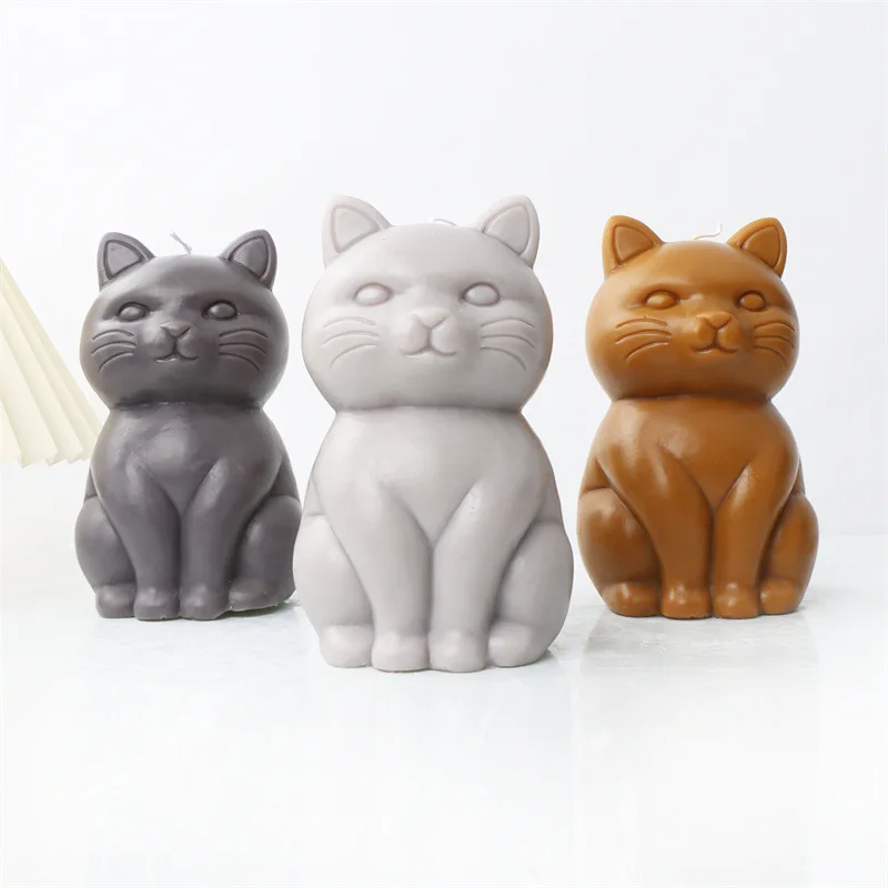 

B0026 DIY Handmade Aromatherapy Gypsum Graffiti Model Resin Decoration Shooting Prop 3D Animal Fat Cat Silicone Candle Mold