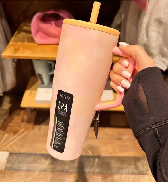 Bouteille d'eau de grande capacité de 30oz, différents Styles, tasse sous vide rose et blanche, en acier inoxydable, pour jus, lait, thé, voiture, cadeaux 3