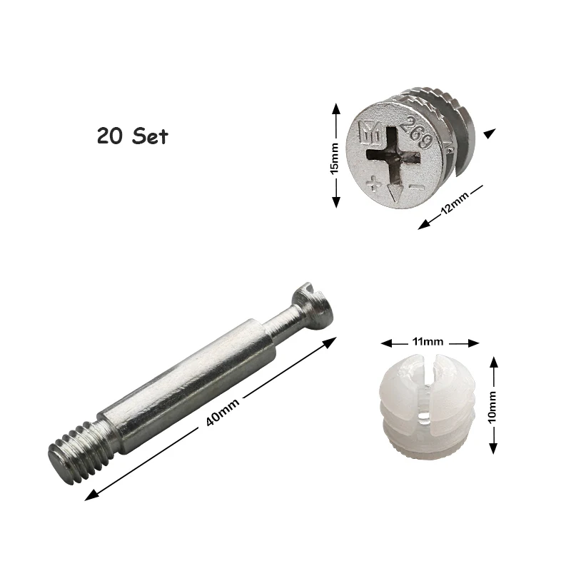 Tornillo Excéntrico 3 En 1 Kit Unión Muebles 40mm 100uds