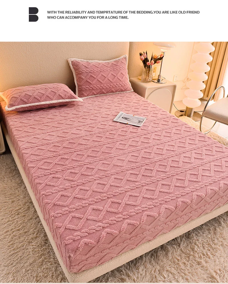 Description Picture 3 of itemCouple Bed Sheet Elasticfitted Set Fitted with Elastic Bands Polar Queen Clothes Winter Adjustable Bed Sheets