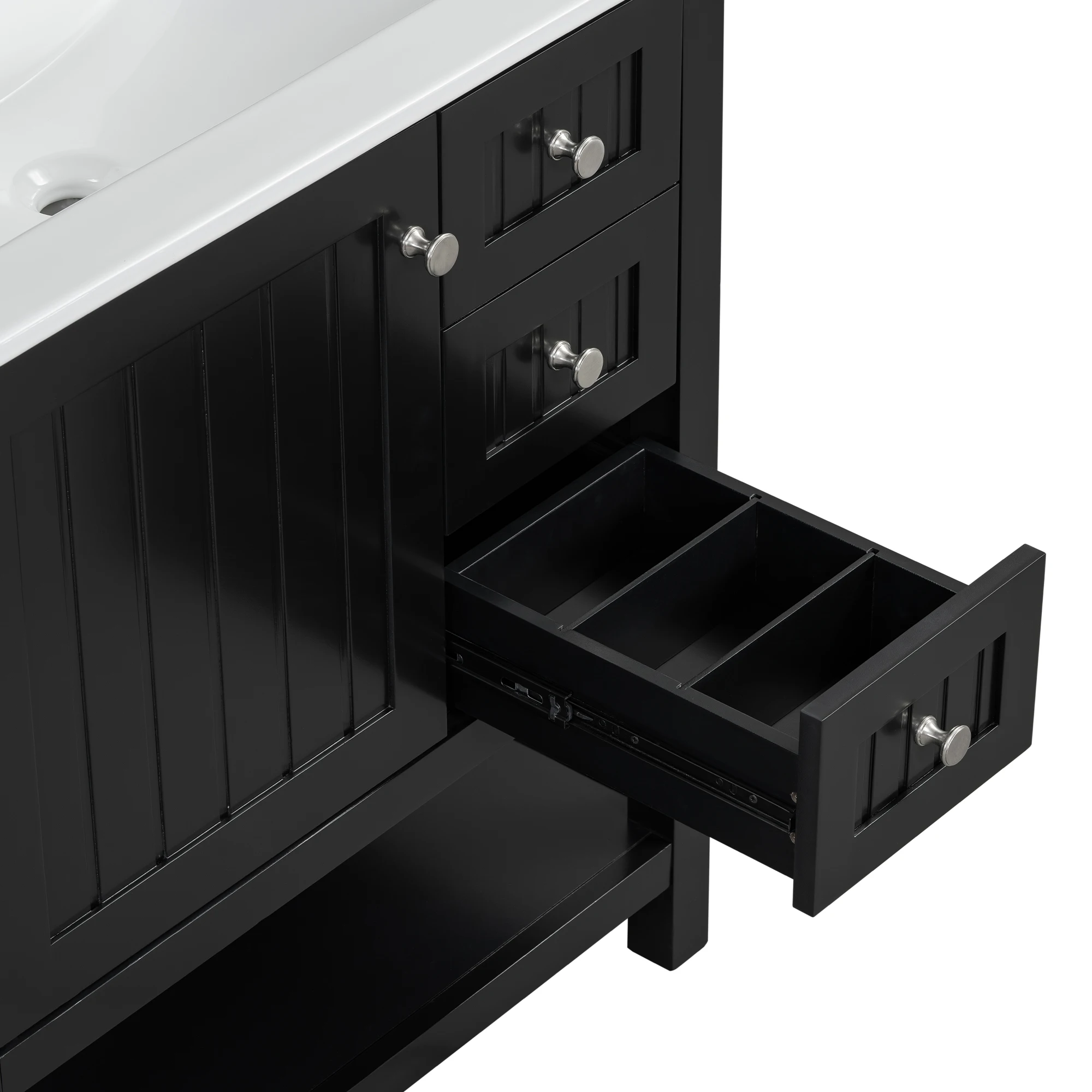 30inch Transitional Style Bathroom Vanity Cabinet Combo with Ceramic Sink Soft Close Door 5