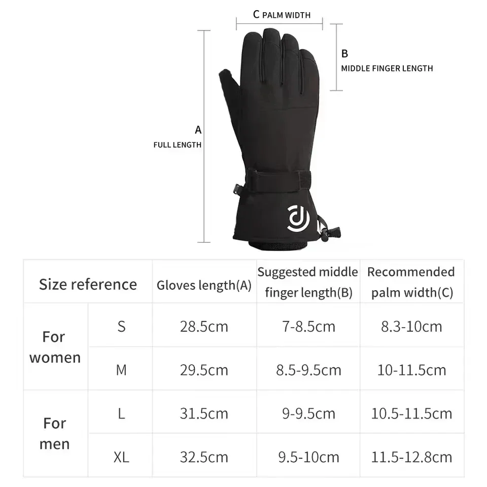 2025 New Snowboard Ski Gloves Professional Thermal Waterproof Wrist Guards Snowmobile Skiing Mittens for Men Women 5
