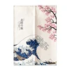 Japanese Linen Door Curtain Noren Mount Fuji Waves Partition Bedroom Kitchen Home Entrance Decor Customizable Half-Curtain 2