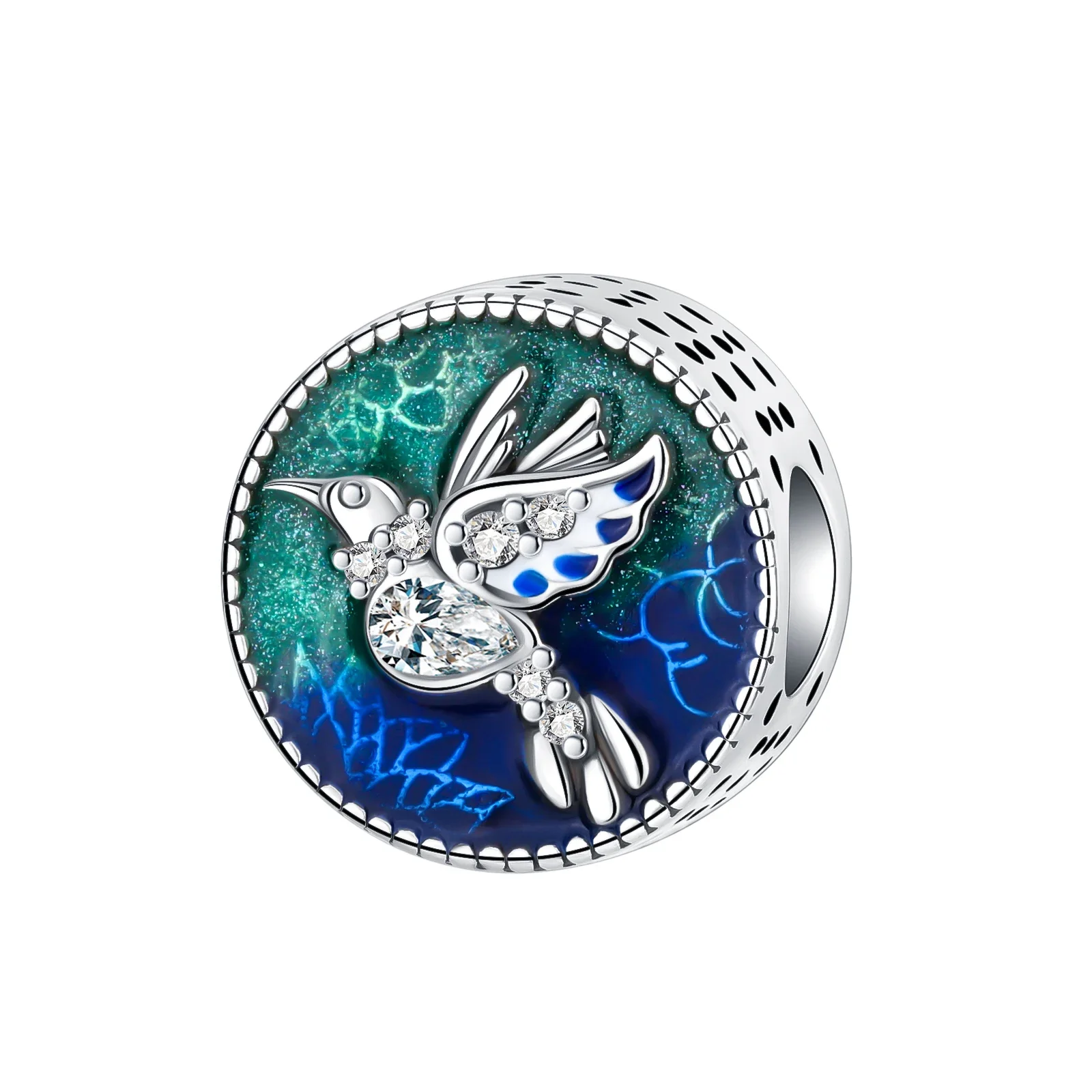 

925 Sterling Silver Flying Bird with Blue Wings Charms Fit Original Pandora Bracelet Charm Beads Necklace Diy Women Jewelry