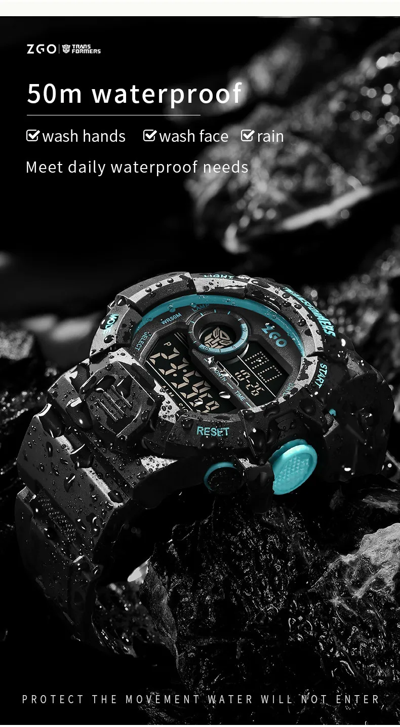 ZGO X Transformers Children's Watches Middle And Primary School Students Boys Waterproof Sports Digital Electronic Watches 7531