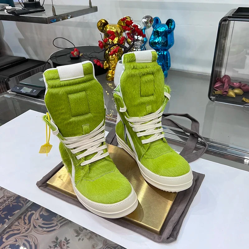 Casual Shoes Men Rojohns High Top Quality Leather Luxury Owen Geobasket Luxury Sneakers Horse Hair Thick Sole Ro Ankle Boots