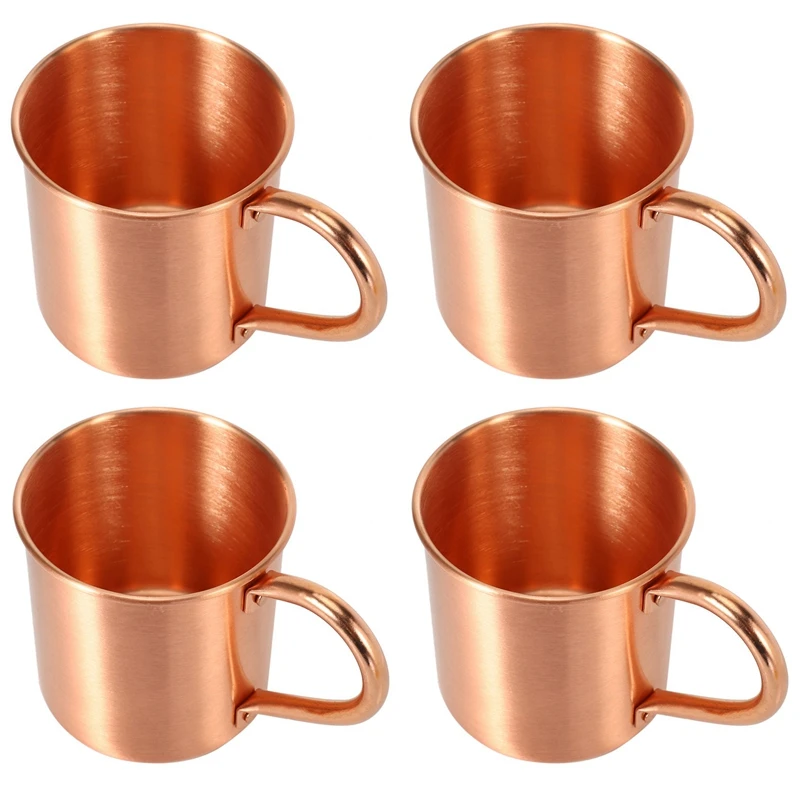 

4X Pure Copper Moscow Mule Mug Solid Smooth Without Inside Liner For Cocktail Coffee Beer Milk Water Cup Home Drinkware