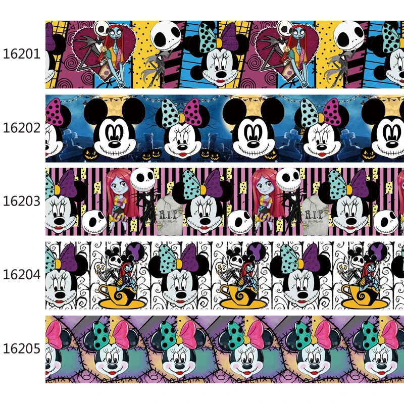 

Disney nightmare before christmas Minnie ribbon Halloween Grosgrain Ribbon Printed 22mm for Hairbows DIY 10yards