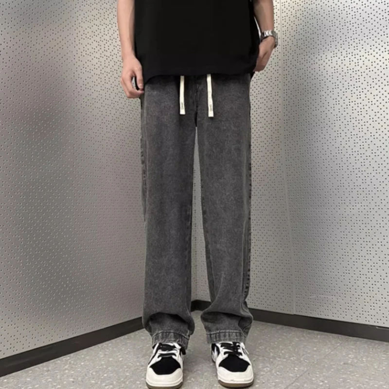 Description Picture 4 of itemn-style High Street Jeans men's fashion brand baggy straight leg wide pants casual casual casual with a vintage hanging feeling