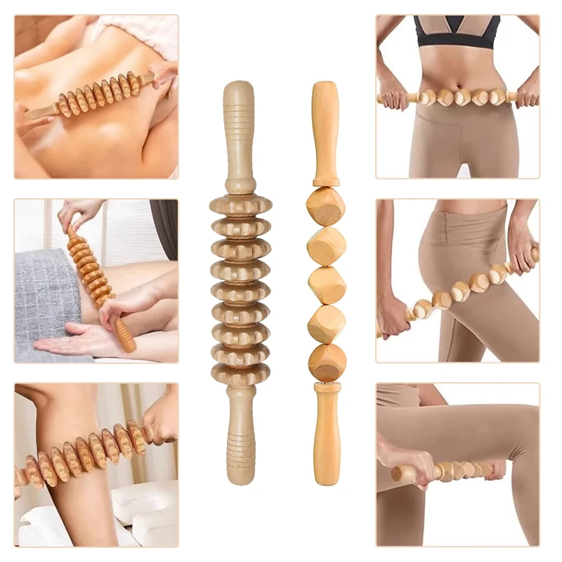 JYouCare Wooden Lymphatic Drainage Massager Wood Therapy Massage Tools Body Contouring back shoulder scrape fatigue relief Relax