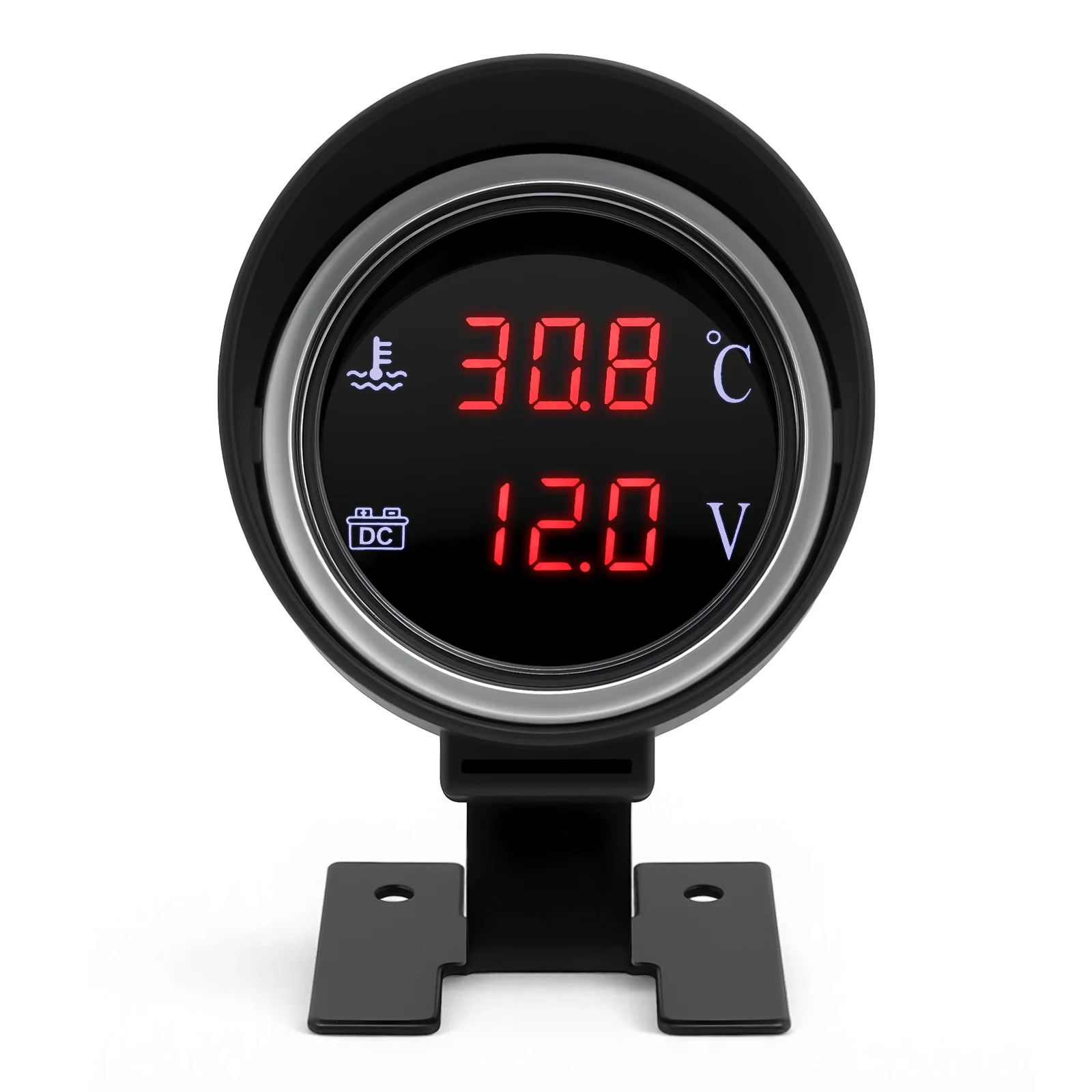 자동차 트럭 LCD 2 in 1 게이지 수온계+전압계 (10mm 수온 센서 포함) 12v/24v용 디지털 자동차 패널