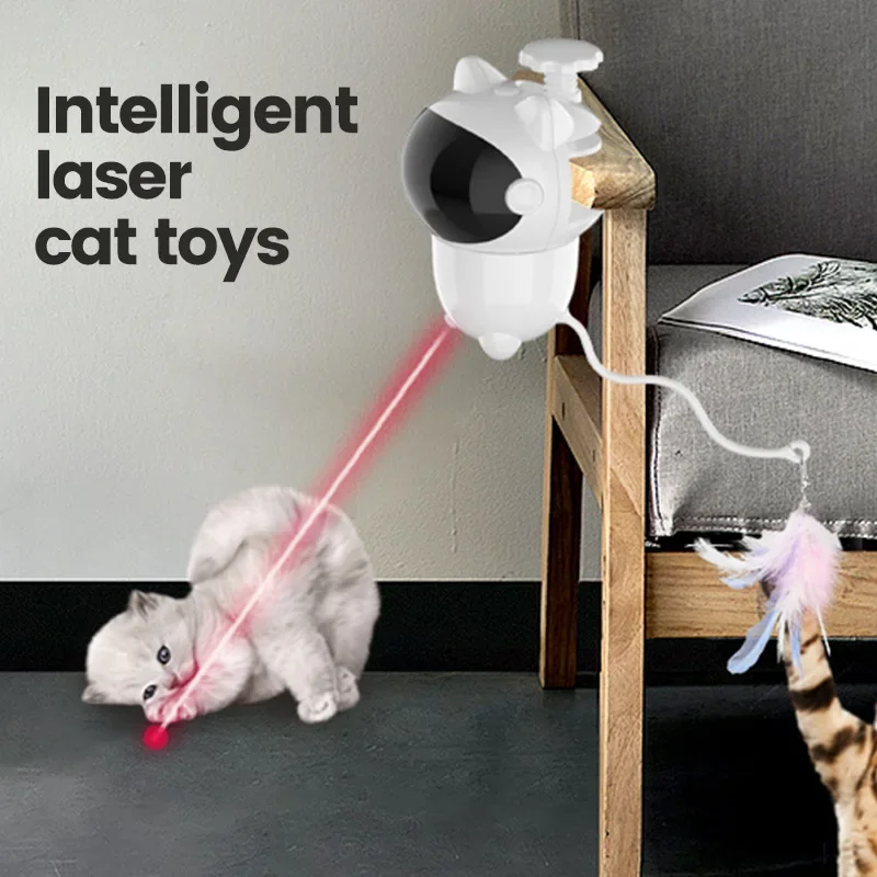 

New Multi-Functional Rechargeable Bear Laser Cat Teaser Can Clip Cat Climbing Frame Rotating Feather Cat Toy