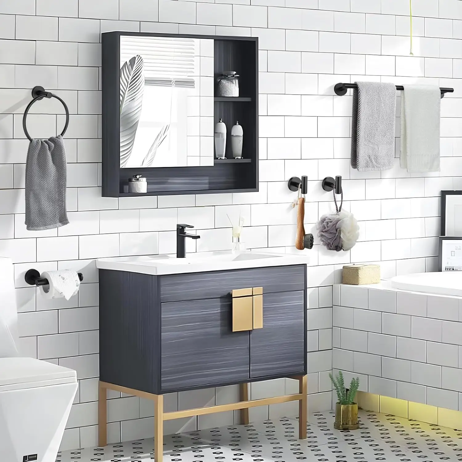 Bathroom Hardware Set Accessories Stainless Steel Towel Rack Towel Ring Toilet Paper Holder Hook Bathroom Organizer Set paper towel holder toilet paper holder towel hook bathroom hardware set bathroom hardware accessories