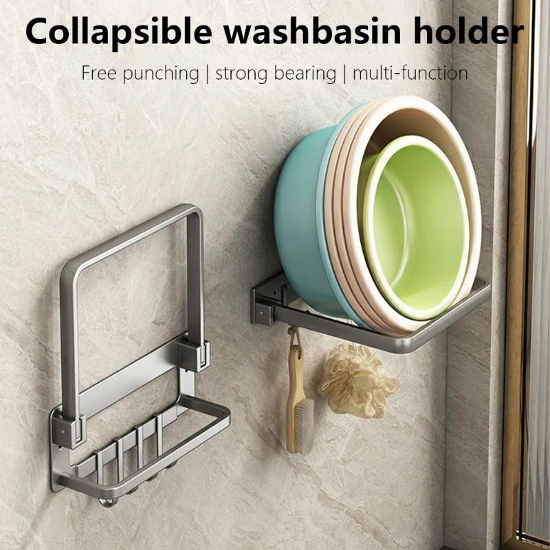 Aluminum Bathroom Washbasin Shelf with Folding Designs Wall Mounted Brackets Dropship