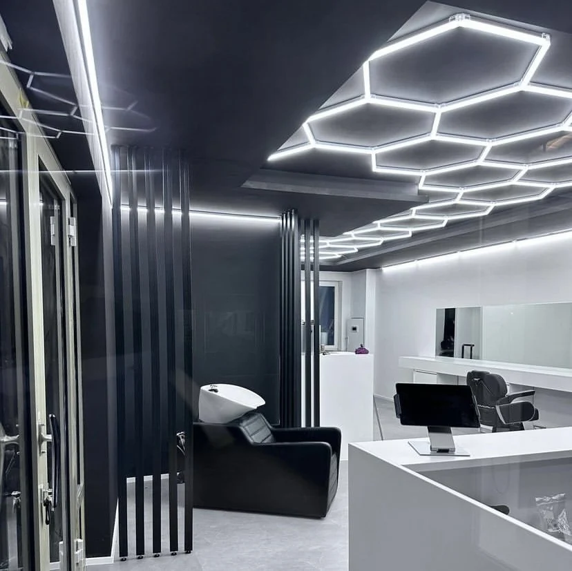 Hair Salon Barber Light Hair Salon Store Interior Design Hexagonal Led Lights For Decoration