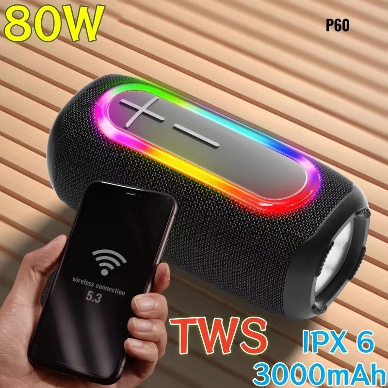 

Портативный беспроводной Bluetooth-динамик для домашнего кинотеатра, водонепроницаемый RGB-динамик, внешний громкий сабвуфер для аудитории, звуковая система