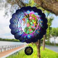 HOT SALE 3D Rotating Wind Chime 12 Inch Blue Bird Wind Chime Outdoor Hanging Decoration 2