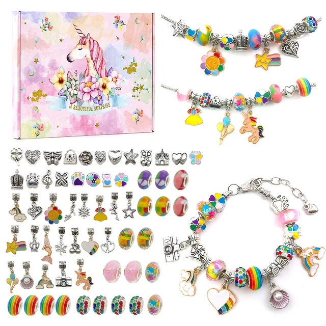 Charm Bracelet Making Kit for Girls,Gift Box 66 Pcs of Jewelry