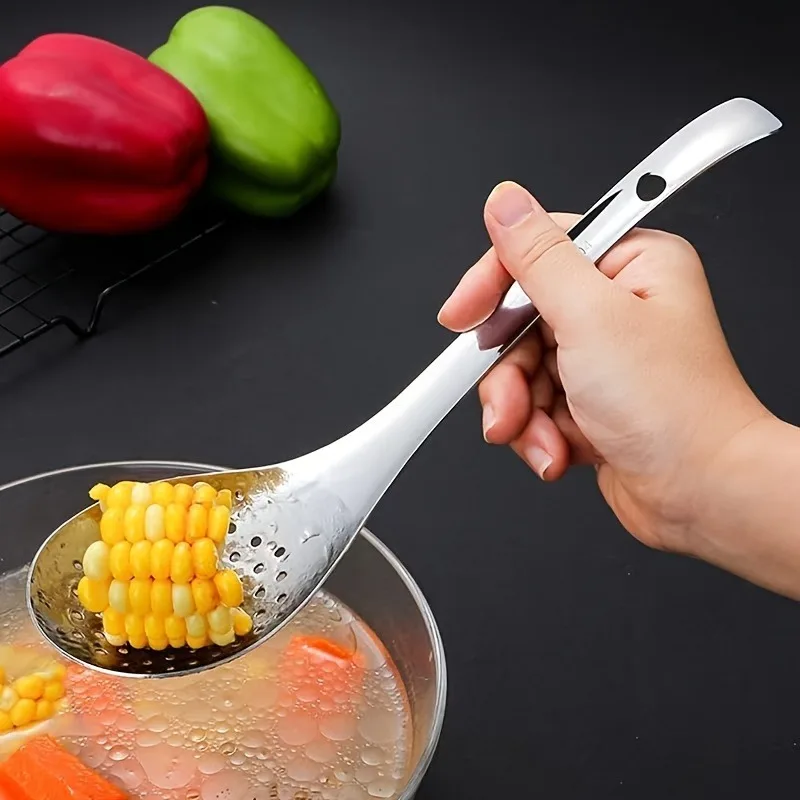 Stainless Steel Kitchen Strainer Spoon 1pc Stainless Steel Durable, Uncharged for Dumplings, Noodles & Hot Pot