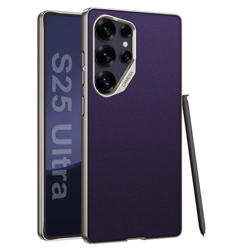 Premium Vegan Leather Slim Phone Case with Metal Lens Protector - High-End Anti-Scratch Cover