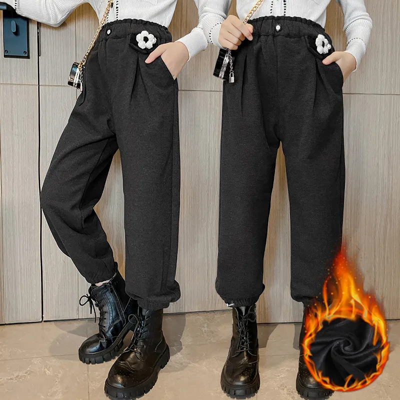 

Girls Warm Trousers Kids Loose Thicken Casual Pant Kids Pants Cold-proof Warm Straight Pants Children Work Winter Trousers