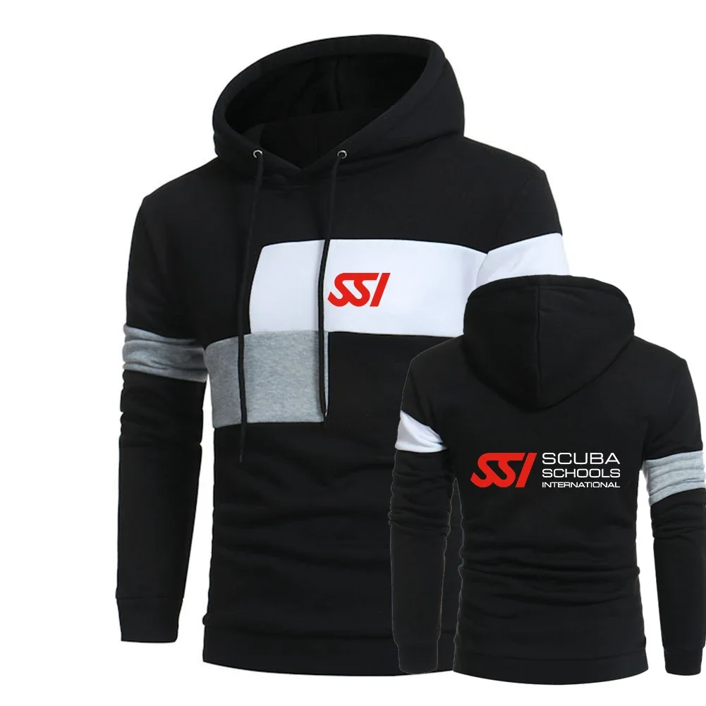 

Scuba Diving Dive SSI 2024 New Men Spring and Autumn Three Color Stitching Splice Streetwear Hoody Long Sleeve Hoodies Pullover