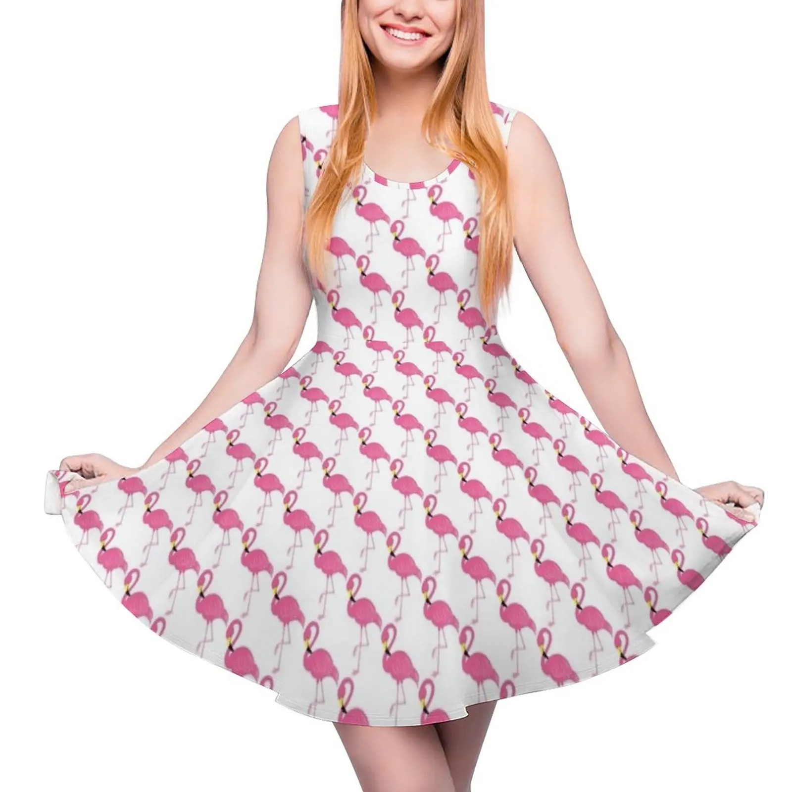 

Hot Pink Flamingo Round Neck Dress dress women summer clothes for women summer dress Woman dresses