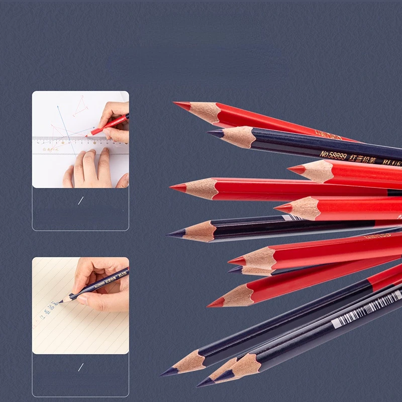 12 set di matite rosse e blu a doppia testa ingegneria medicina pittura  matite Design grafica pennarello Art Stationery - AliExpress