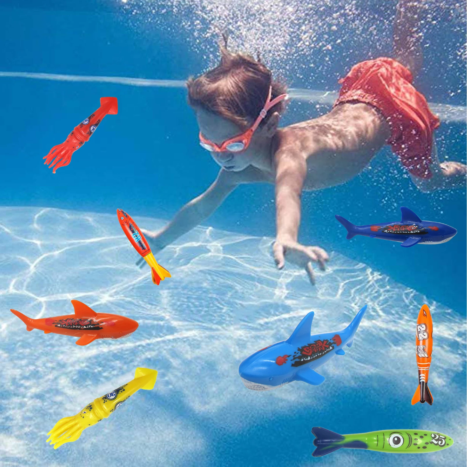 Children Diving Toys Swimming Octopus Pool Funny Octopus Diving Game Play Water Toys Underwater Training Fun Bath Toys For Kids 2