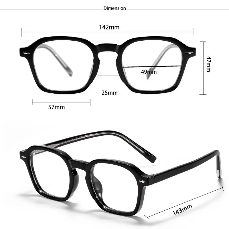 Square Eyeglass Frame - Retro Unisex Optical Glasses With Blue Light Blocking Lenses