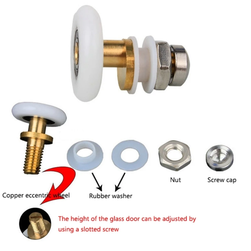 Sliding Door Rollers Mini Rubber Wheels Shower Door Wheels Sliding Glass Door Pulleys Replacement Bearing Rollers Runner Shower Room Cabins Swinging Pulley