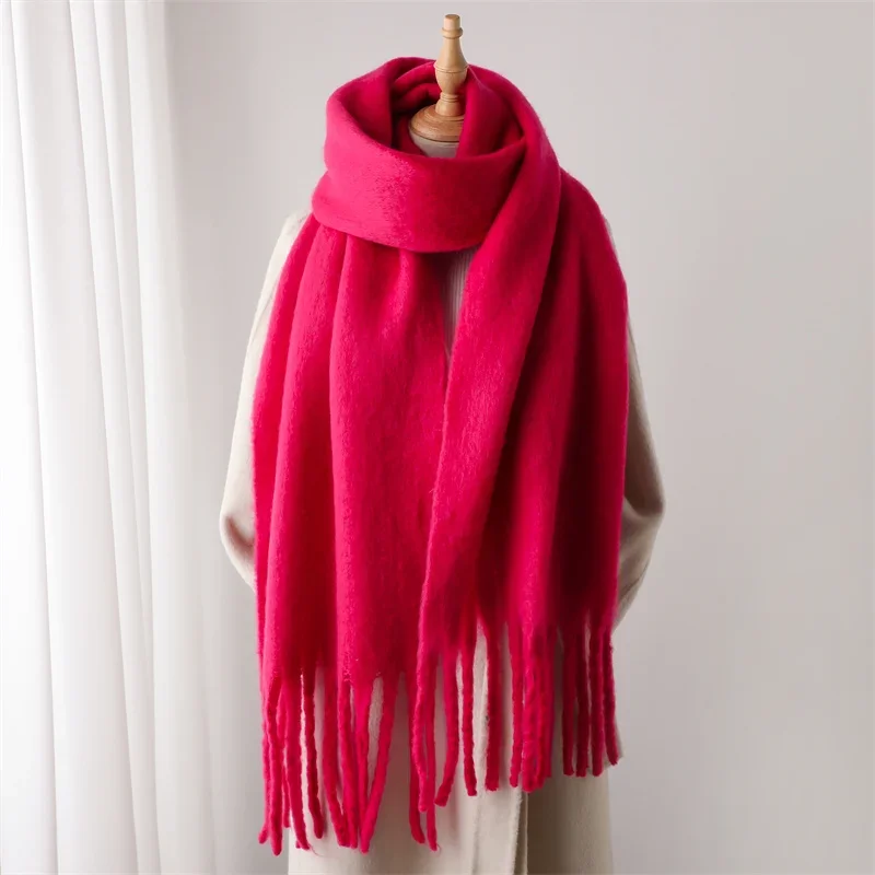 Women's Cashmere Warm Winter Scarf with Tassels