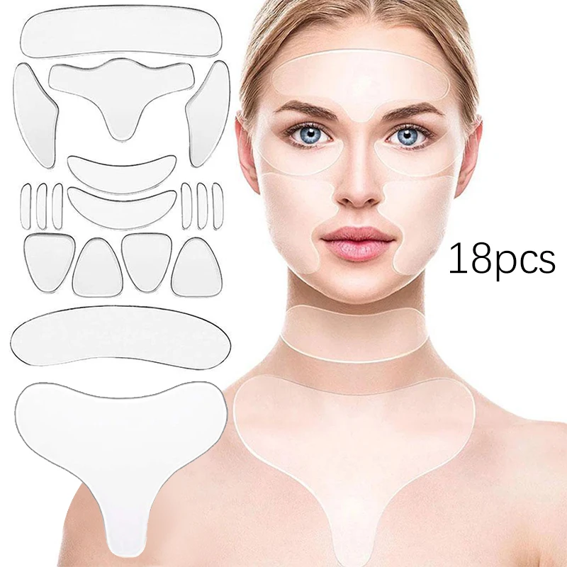 18Pcs Face Forehead Neck Eye Anti Wrinkle Aging Care Sticker Pad Patch Reusable Anti Wrinkle Silicone Patches Skin Lifting Tool 1