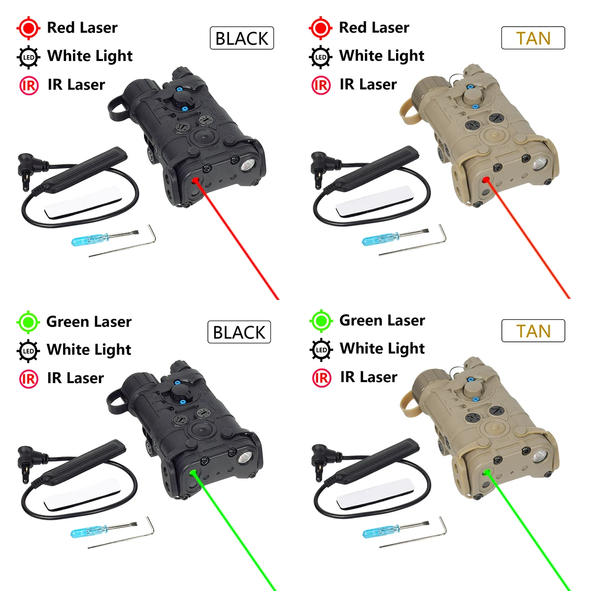 

NGAL L3 Green Laser Sight IR Pointer PEQ Red Laser Aiming Multi Function Tactical Light for Airsoft Hunting Picatinny Rail