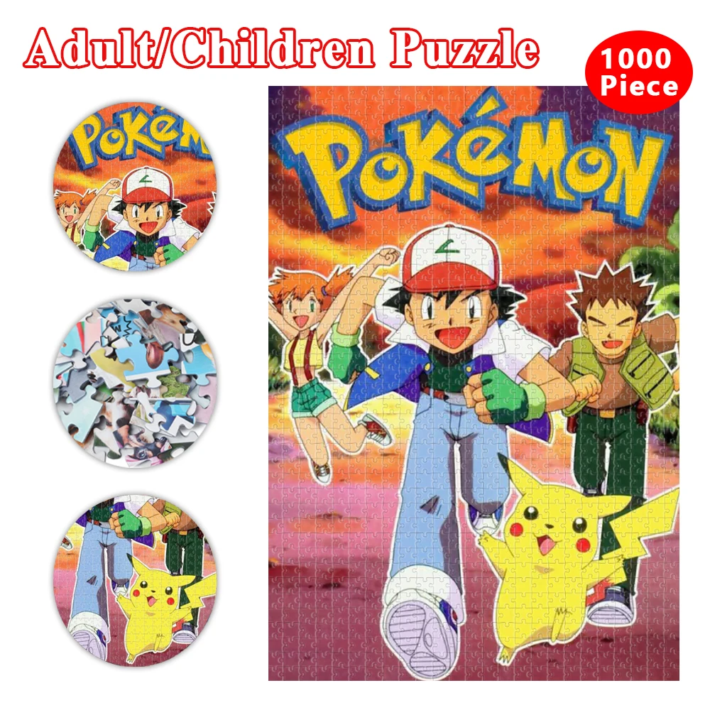Pikachu Jigsaw Puzzles 1000 Pieces Wood Puzzle Games Pokemon Assembling Puzzles Toys Kids Games Children Educational Toy