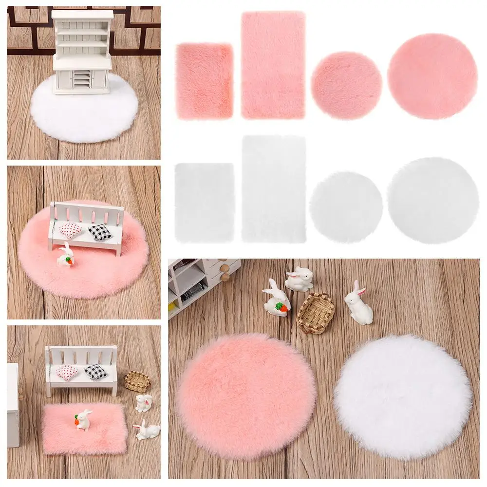 Gift Photo Props Nordic Style Mini Floor Mat Dollhouse  Carpet  Accessories Miniature Hairy Rug