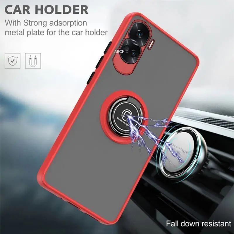 Magnetic Ring Holder Shockproof Matte Clear Phone Case
