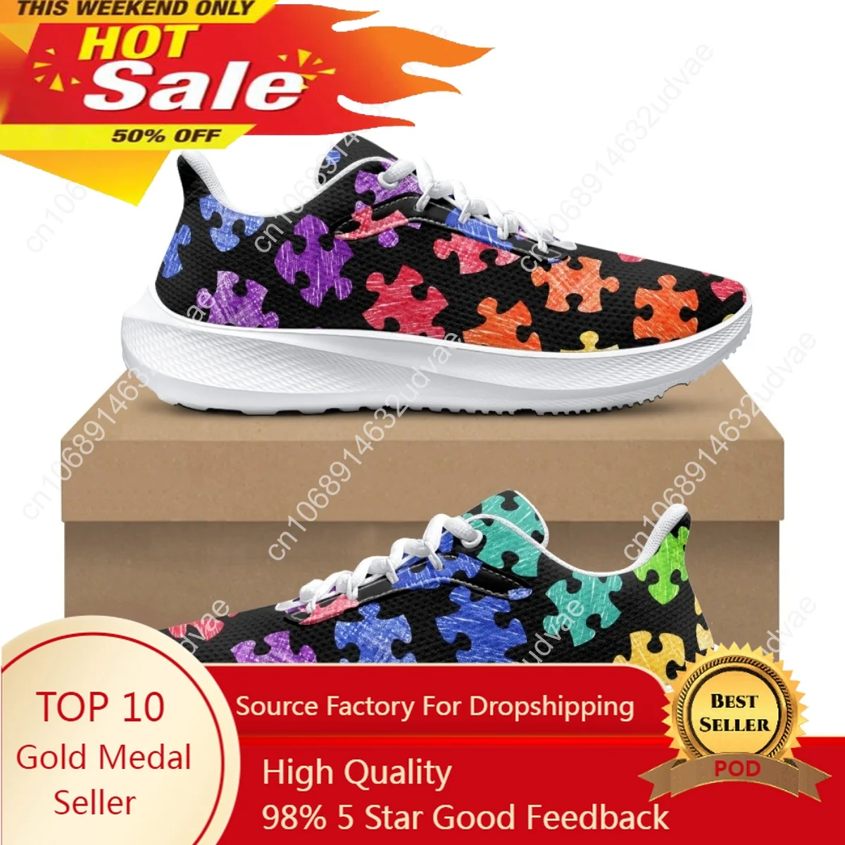 

Colorful Autism Sport Sneakers for Women Lightweight Non-Slip Flats Outdoor Air Cushion Running Shoes Chaussure Hot